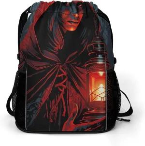 Drawstring Backpack Gym Drawstring Bag for Men Holding A Lantern Draw String Bags Gym Bag Cinch Bag