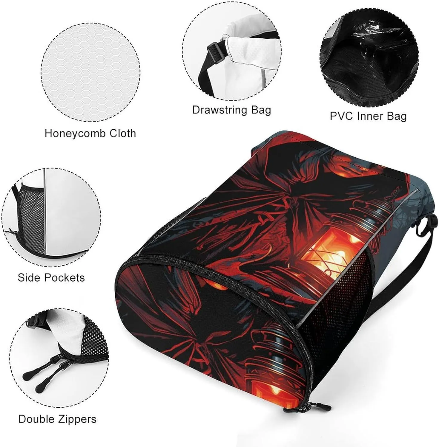Drawstring Backpack Gym Drawstring Bag for Men Holding A Lantern Draw String Bags Gym Bag Cinch Bag
