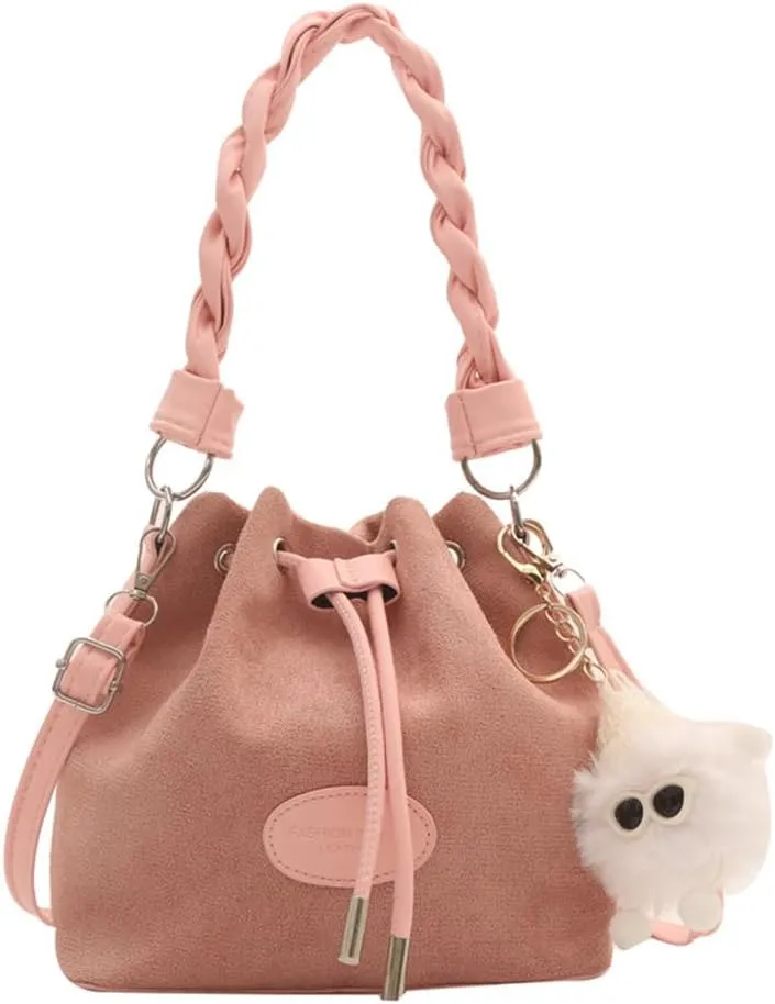 Drawstring Bucket Bag Mini Crossbody Bucket Purses with Top-Handle Hobo Satchel Bucket Bag Small Drawstring Handbag