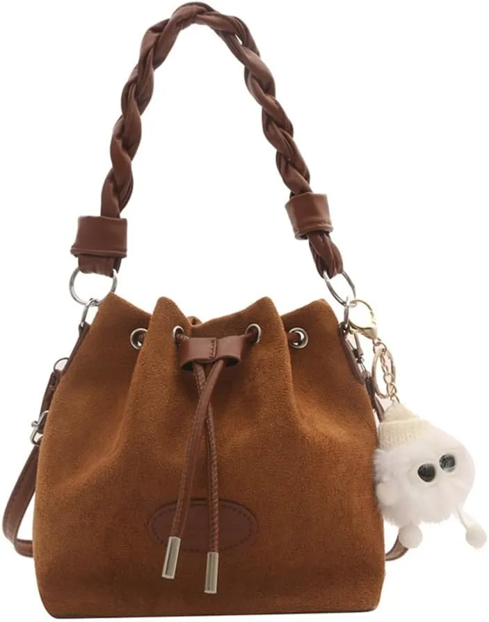 Drawstring Bucket Bag Mini Crossbody Bucket Purses with Top-Handle Hobo Satchel Bucket Bag Small Drawstring Handbag