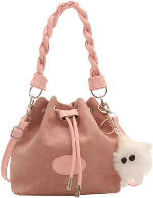 Drawstring Bucket Bag Mini Crossbody Bucket Purses with Top-Handle Hobo Satchel Bucket Bag Small Drawstring Handbag