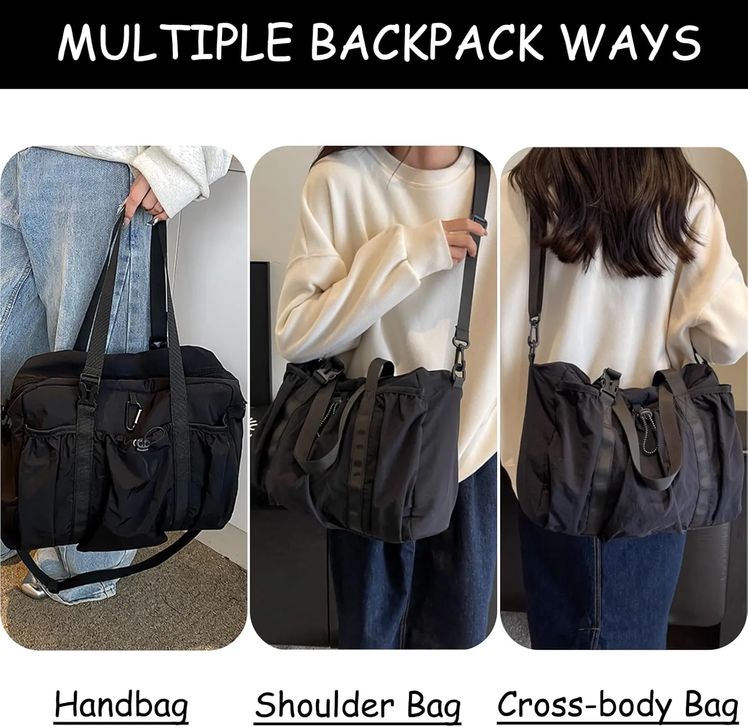 Drawstring Bucket Bag Nylon Crossbody Tote Bag Handbags for Women