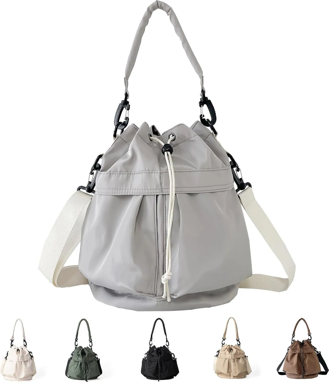 Drawstring Bucket Bag Nylon Crossbody Tote Bag Handbags for Women