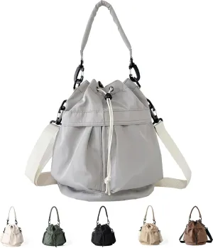 Drawstring Bucket Bag Nylon Crossbody Tote Bag Handbags for Women