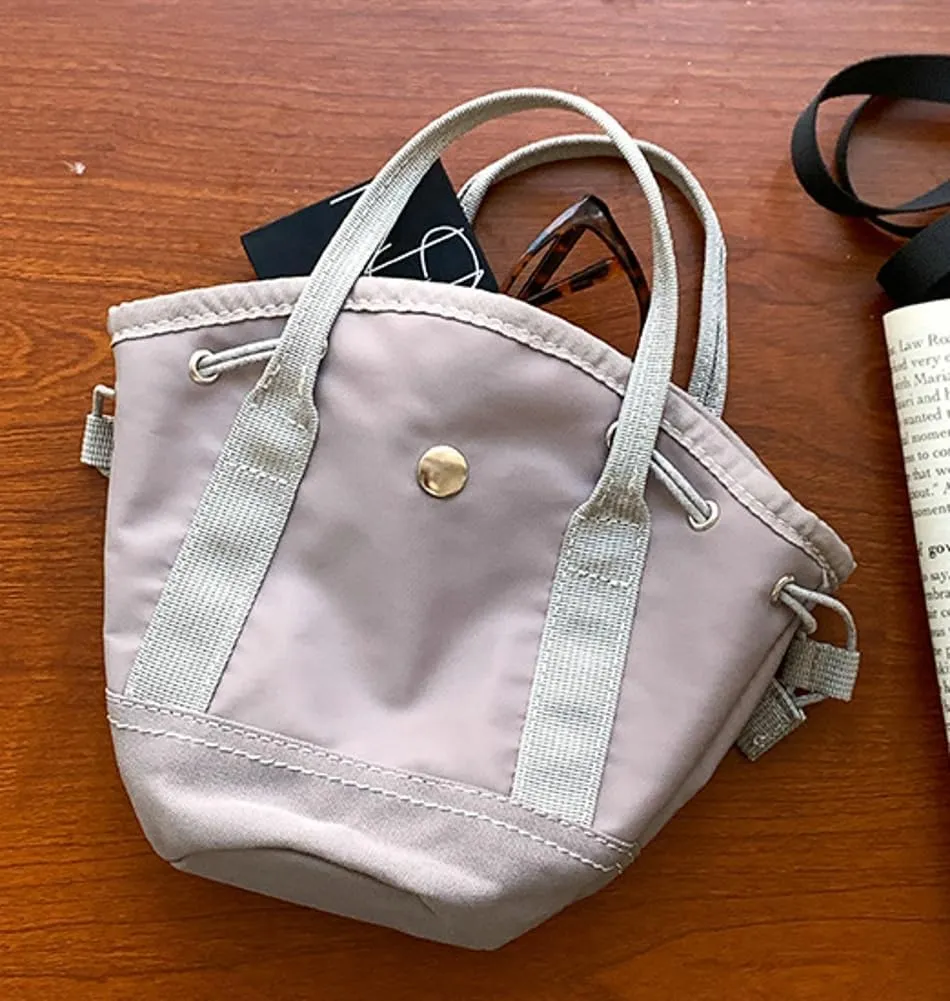 Drawstring Bucket Bag Women 2025 Spring Trendy Nylon Crossbody Bags Mini Purse Satchel Handbags Removeable Strap