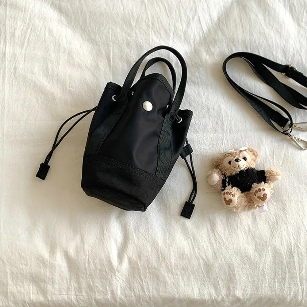 Drawstring Bucket Bag Women 2025 Spring Trendy Nylon Crossbody Bags Mini Purse Satchel Handbags Removeable Strap