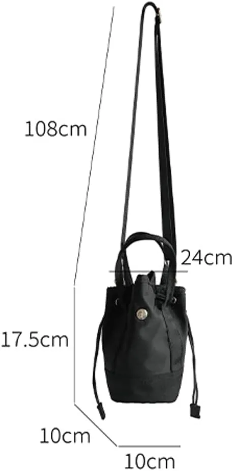 Drawstring Bucket Bag Women 2025 Spring Trendy Nylon Crossbody Bags Mini Purse Satchel Handbags Removeable Strap