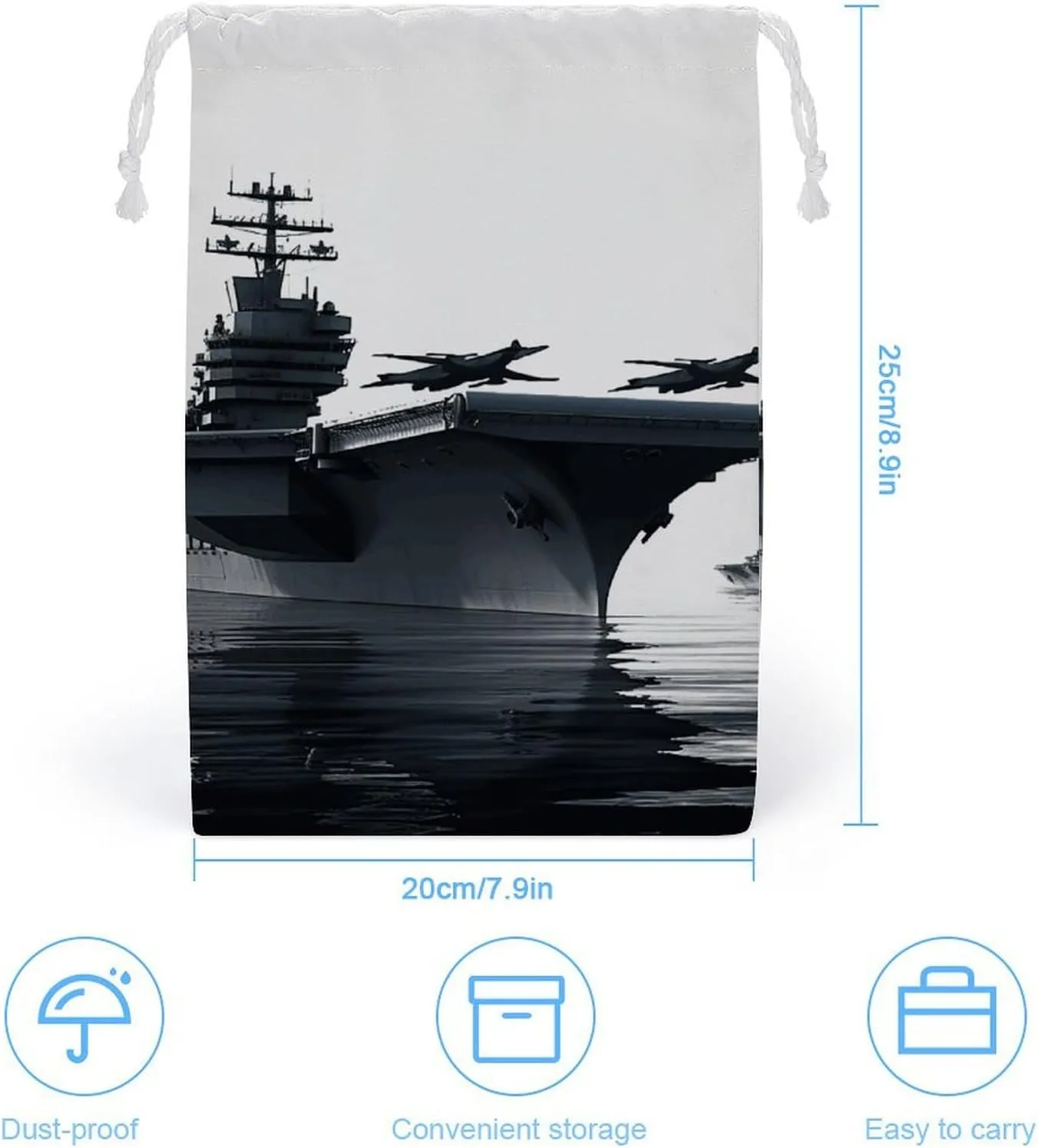 Drawstring Storage Bag Aircraft Carrier Gym String Bag Durable Washable for Men Women