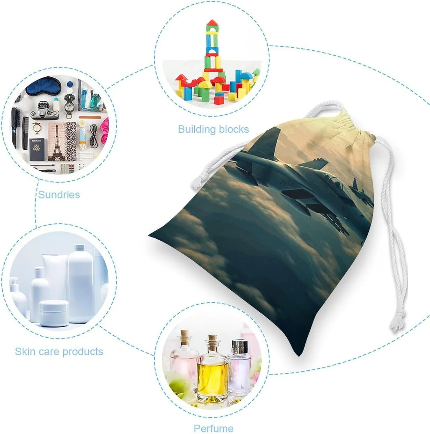 Drawstring Storage Bag Aircraft Fighter Jets Gym String Bag Durable Washable for Men Women
