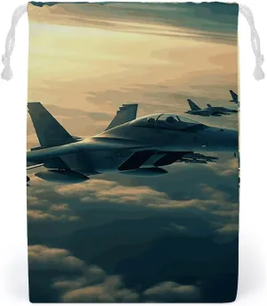 Drawstring Storage Bag Aircraft Fighter Jets Gym String Bag Durable Washable for Men Women