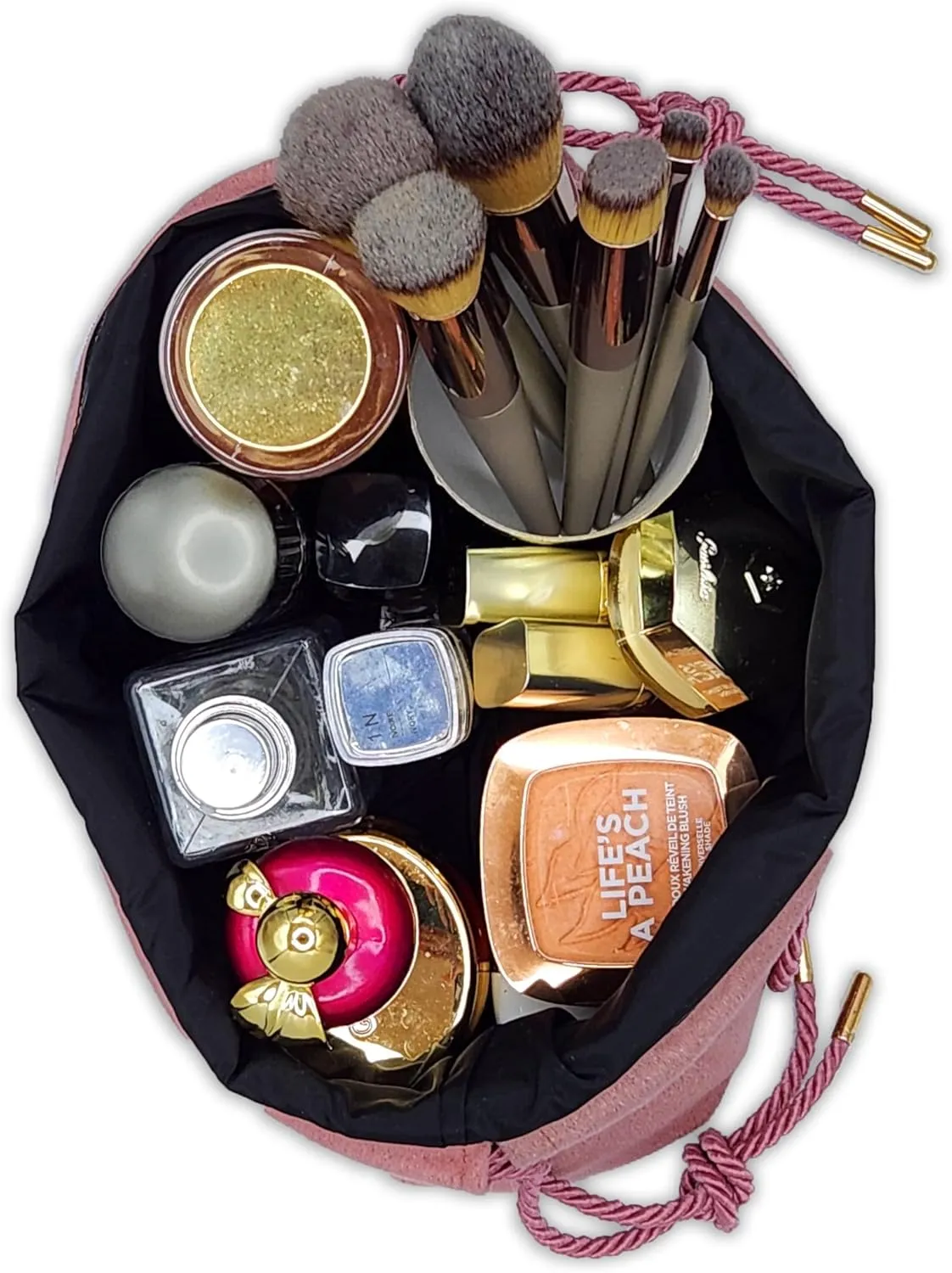 Drawstring Velvet Makeup Bag with Water-Resistant Interior: Cosmetic/Travel/Toiletry/Beauty Makeup Bag/Pouch/Sack with Chic drawstring, for Birthdays/Valentines/Christmas/Thanksgiving
