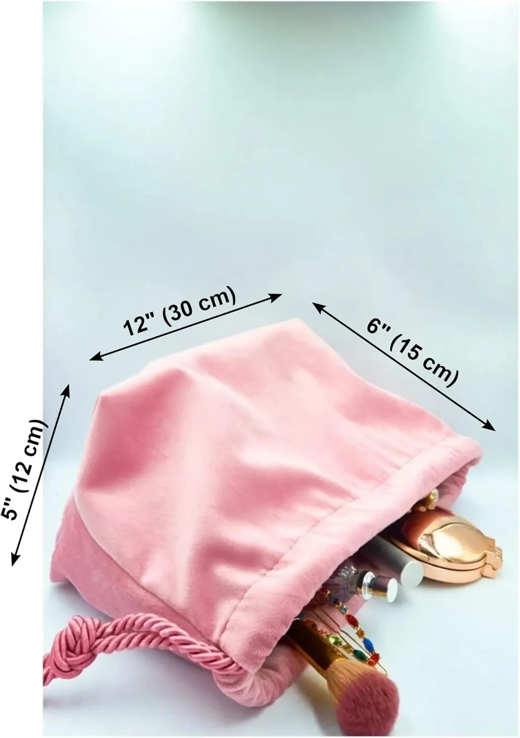 Drawstring Velvet Makeup Bag with Water-Resistant Interior: Cosmetic/Travel/Toiletry/Beauty Makeup Bag/Pouch/Sack with Chic drawstring, for Birthdays/Valentines/Christmas/Thanksgiving