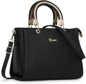 Dual tone Exotic Hand/Sling bag, Black