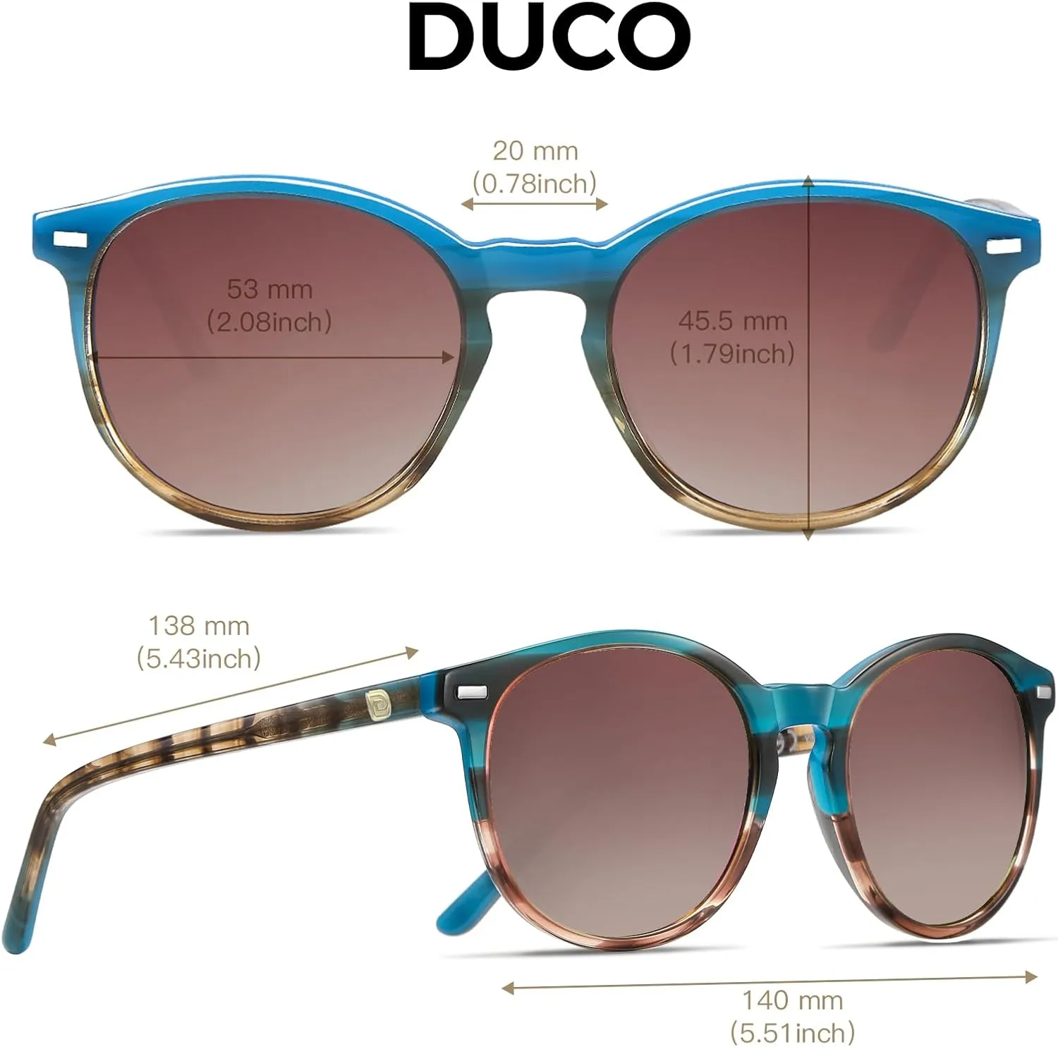 DUCO Polarized Sunglasses for Women Retro Round Women's Sunglasses Classic Vintage UV400 Shades DC1230