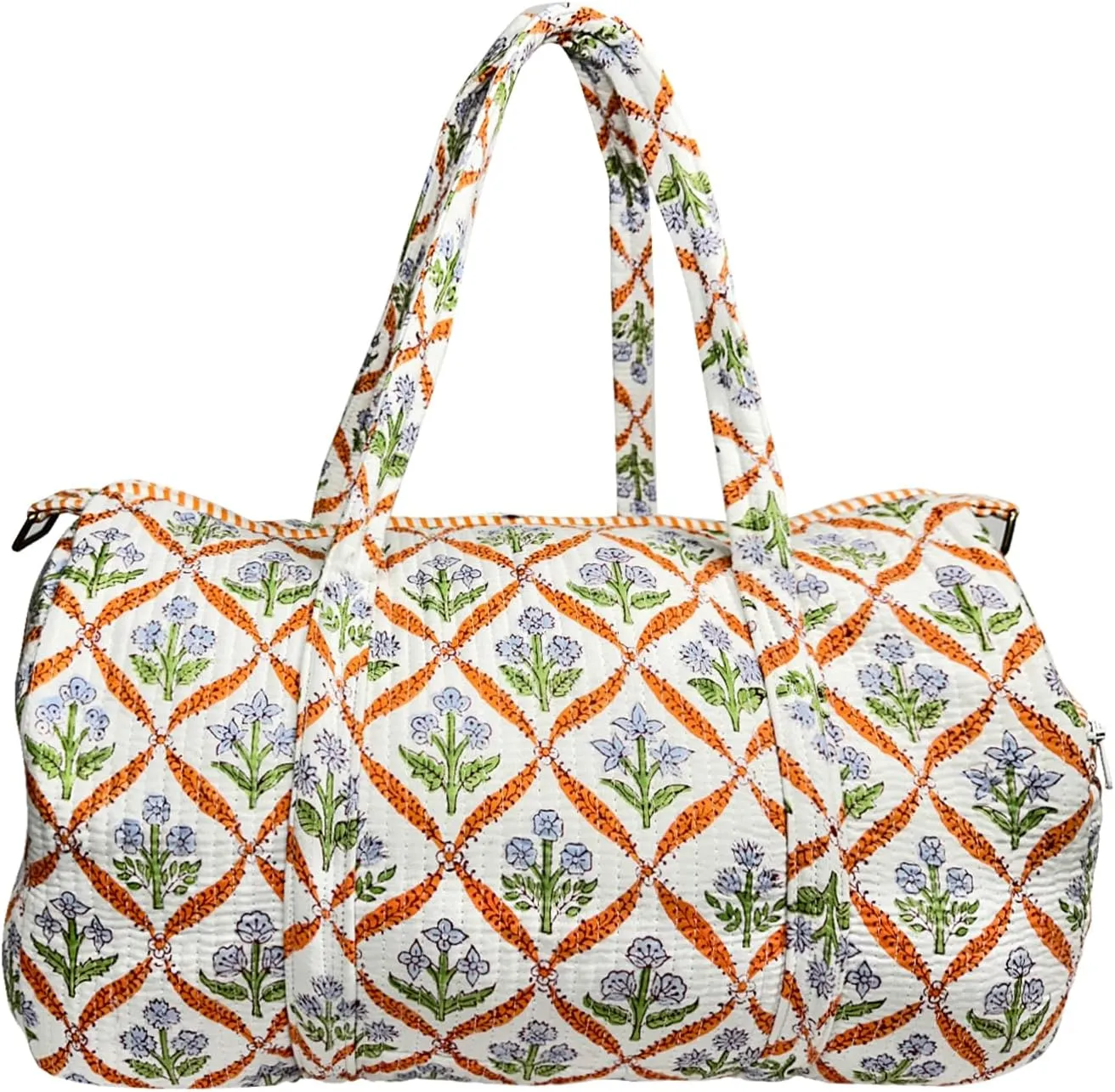Duffle Bag – Handmade Block Print Duffle, Boho, Weekender, Travel Tote | Overnight Gym Yoga | Sustainable Cotton | Maternity, Hospital & Pregnancy Essentials | Washable