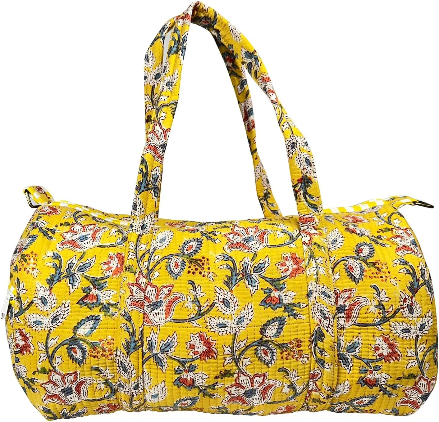 Duffle Bag – Handmade Block Print Duffle, Boho, Weekender, Travel Tote | Overnight Gym Yoga | Sustainable Cotton | Maternity, Hospital & Pregnancy Essentials | Washable