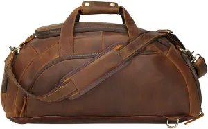 Duffle Bags for Airplanes, & Weekender Bag with Shoe Compartment Mens Brown Overnight Garment Travel Luggage