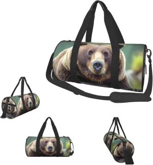 Duffle Bags Grizzly bear Gym Bag for Men Women Waterproof Travel Duffle Bags Convertible Carry on Garment Bag for Travel Sports