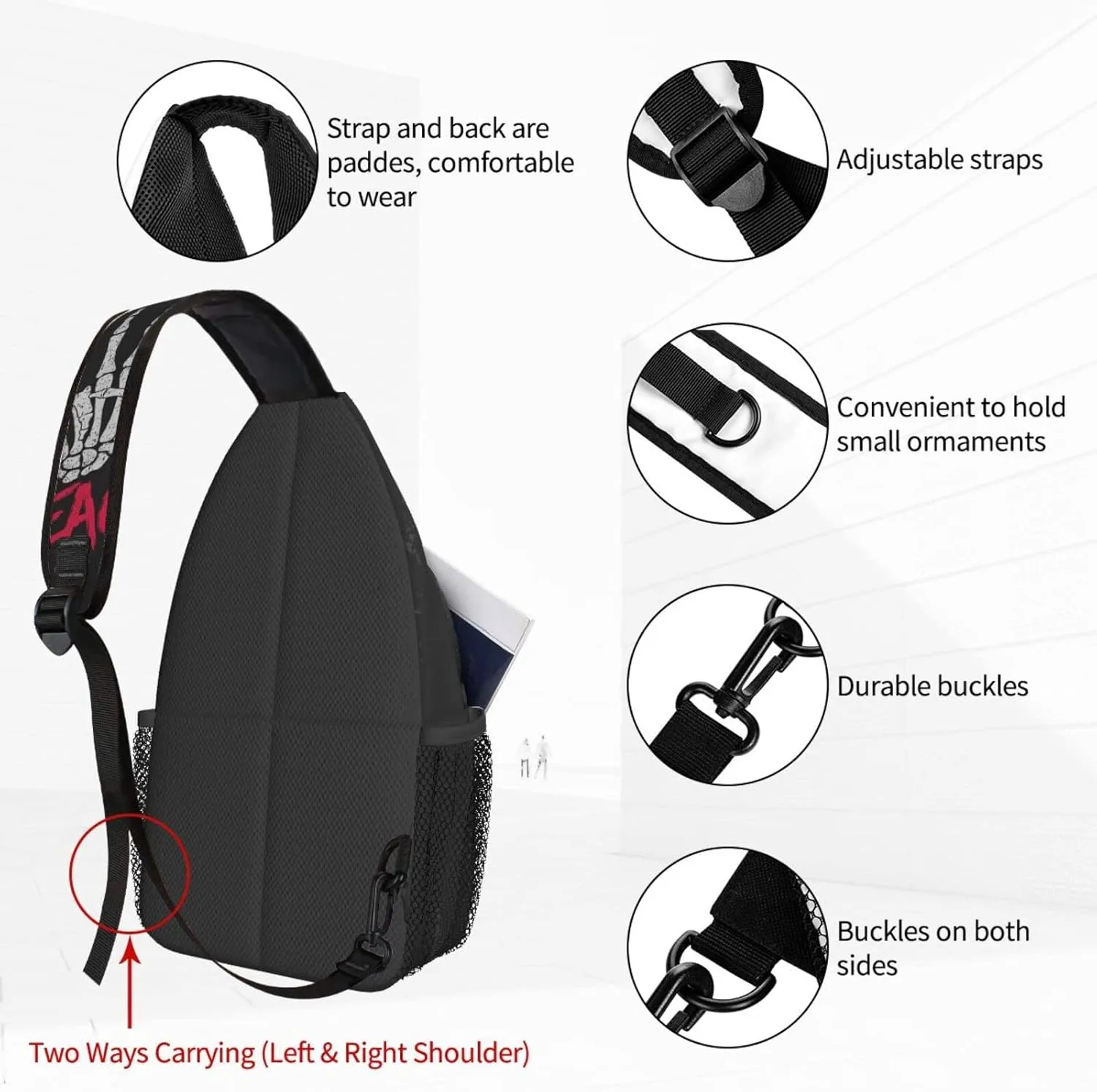 Dujiea Crossbody Backpack For Men Women Sling Bag, Peace Gesture Chest Bag Shoulder Bag Lightweight One Strap Backpack Multipurpose Travel Hiking Daypack