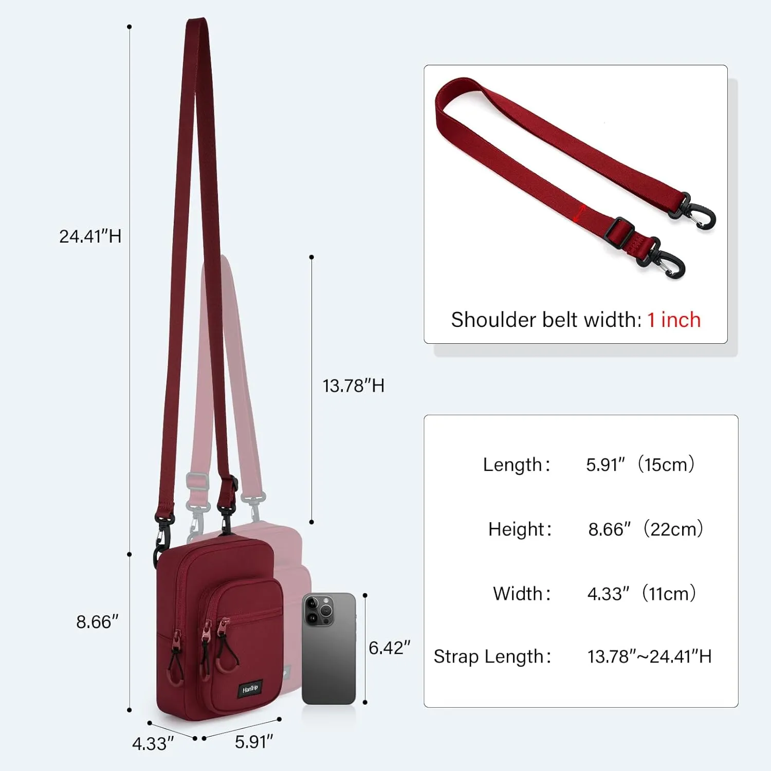 Durable Crossbody Bag for Men and Women Adjustable Shoulder Sling Bag with Multiple Zipper Pockets Unisex Daypack