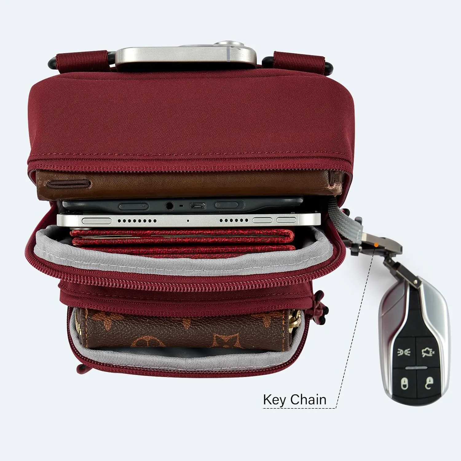 Durable Crossbody Bag for Men and Women Adjustable Shoulder Sling Bag with Multiple Zipper Pockets Unisex Daypack
