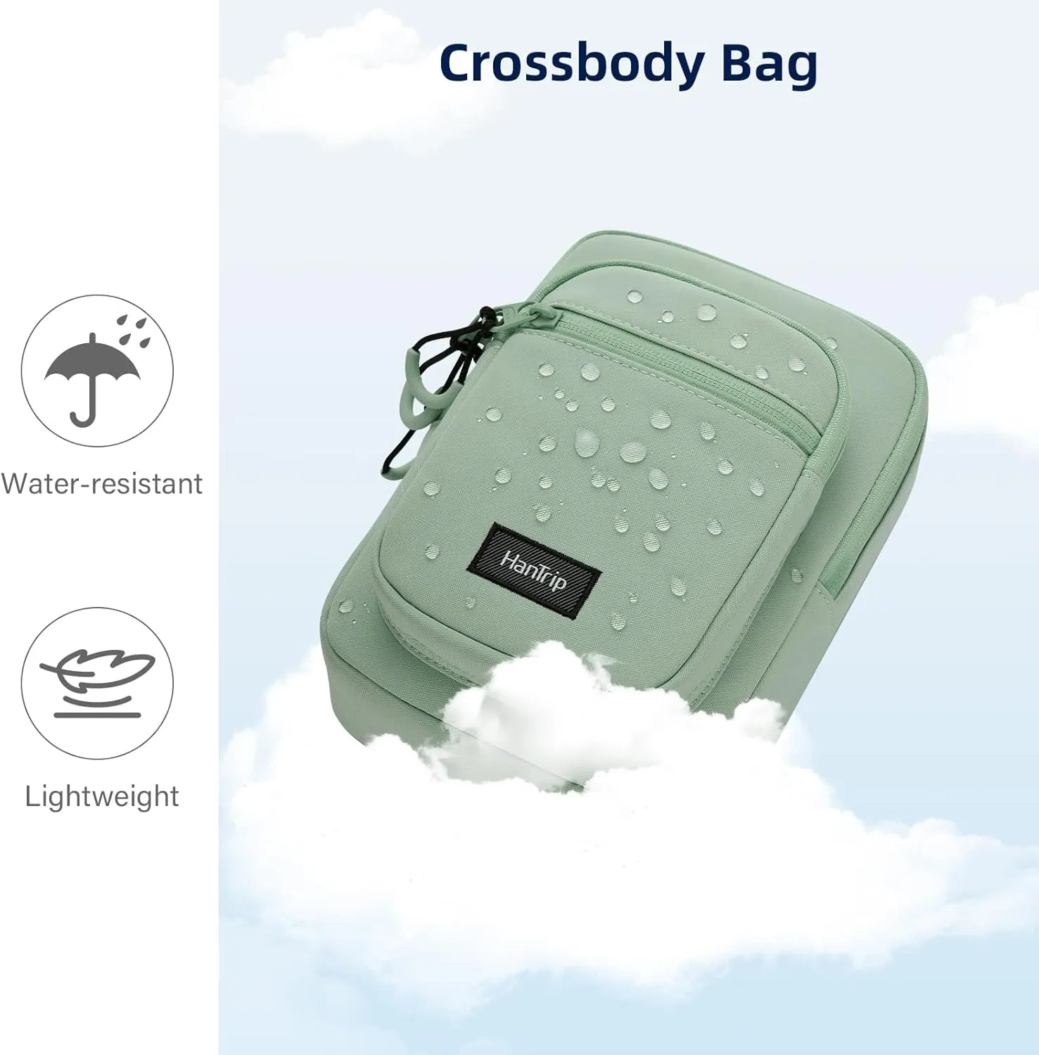 Durable Crossbody Bag for Men and Women Adjustable Shoulder Sling Bag with Multiple Zipper Pockets Unisex Daypack