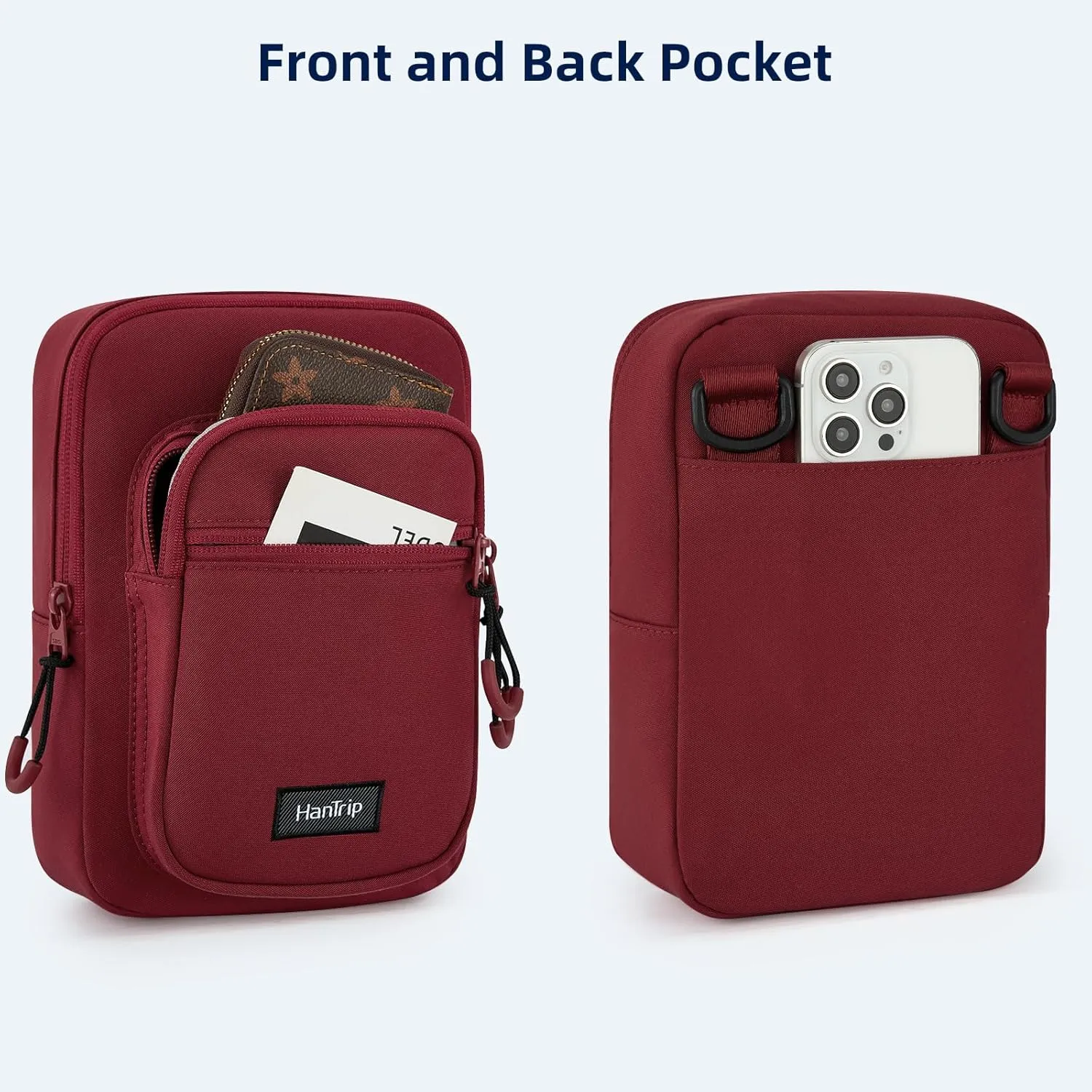 Durable Crossbody Bag for Men and Women Adjustable Shoulder Sling Bag with Multiple Zipper Pockets Unisex Daypack