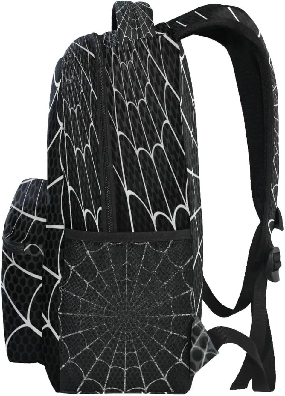 Dussdil White Spider Web Black Dot Kid's Backpack Boys Girls Backpacks 16 inch Casual Daypack Back Pack Bag with Adjustable Shoulder Strap Zipper Travel Bags