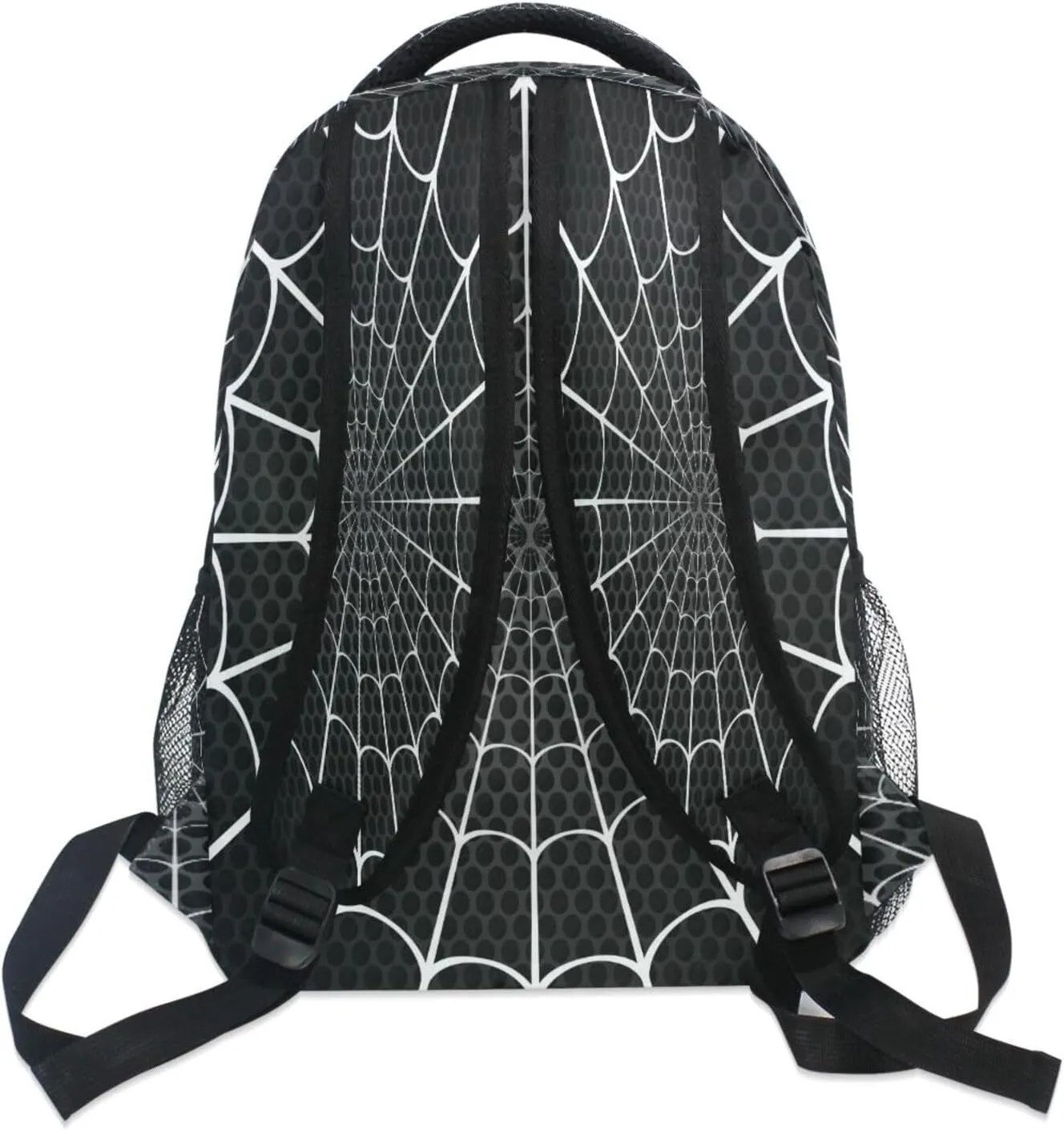 Dussdil White Spider Web Black Dot Kid's Backpack Boys Girls Backpacks 16 inch Casual Daypack Back Pack Bag with Adjustable Shoulder Strap Zipper Travel Bags