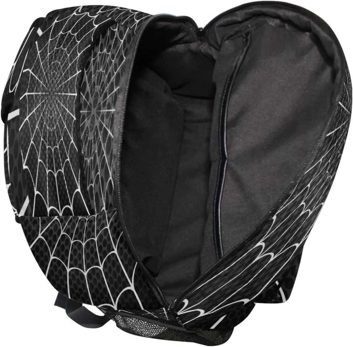 Dussdil White Spider Web Black Dot Kid's Backpack Boys Girls Backpacks 16 inch Casual Daypack Back Pack Bag with Adjustable Shoulder Strap Zipper Travel Bags
