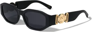 Dweebzilla Slim Oval Gold Tiger Head Medallion Luxury Sunglasses