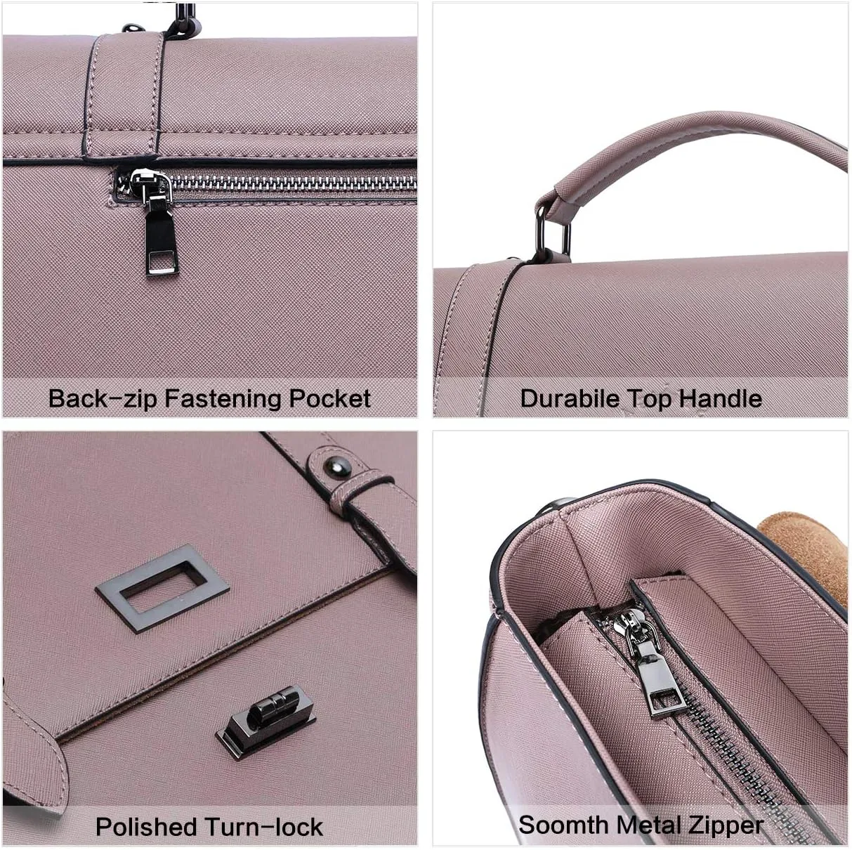 EaseGave Women's 17 Inch Laptop Briefcase, Vintage Purple Saffiano Eco-leather, Multi-Compartment, 3 lb Weight Capacity