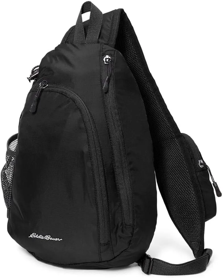 Eddie Bauer Sling Bag | Travel | Everyday Carry | Lightweight | Durable | Ripstop Nylon | 8L, Black, One Size
