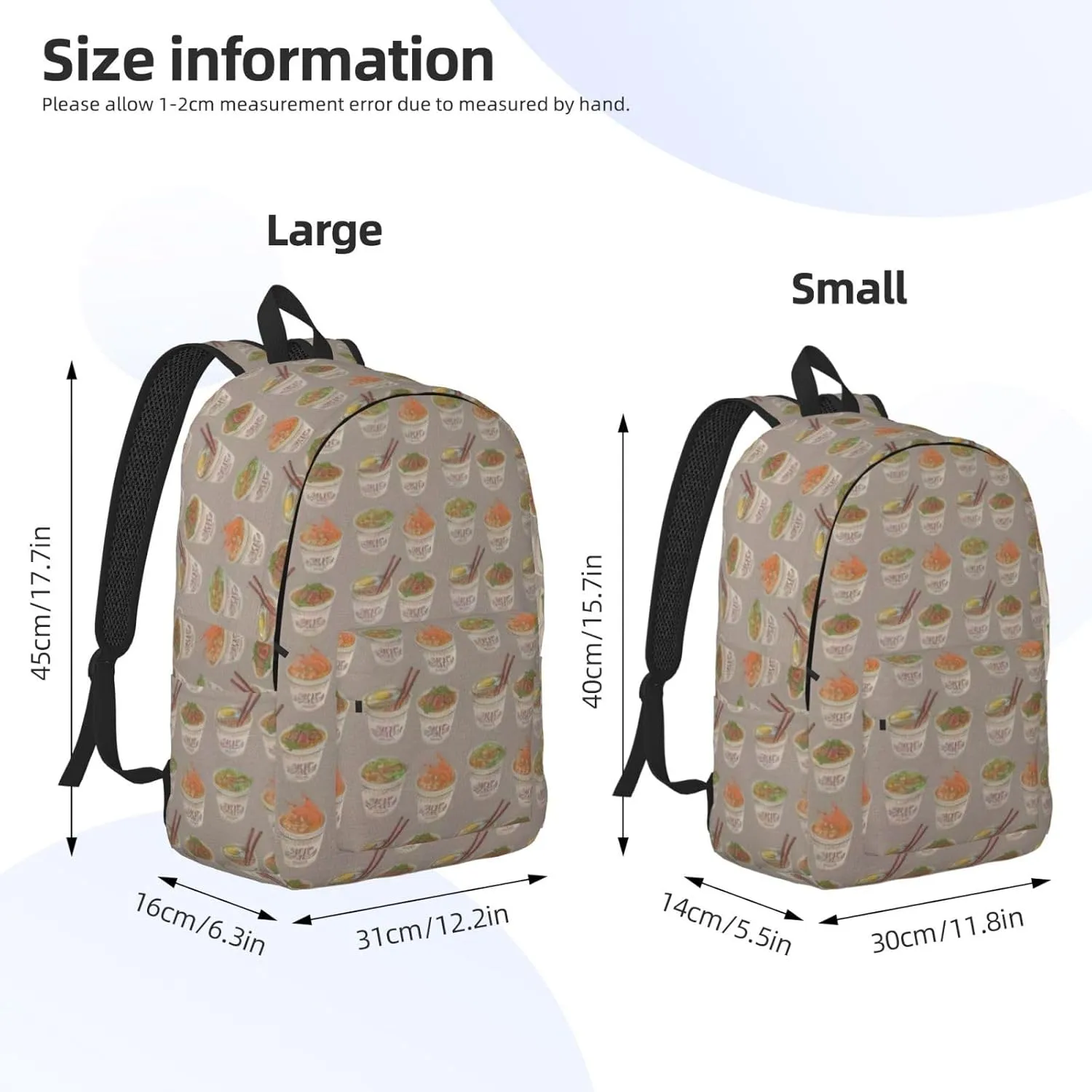 Egg Cup Noodle Ramen Canvas Casual Lightweight Duffel Bag, Fashion Duffel Bag, Unisex Travel Backpack