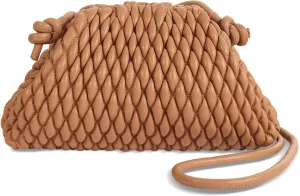 ELDA Quilted Clutch Handbag - Cloud Purse Fashion Ruched Leather Hobo Bag