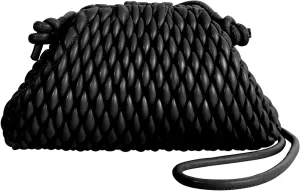 ELDA Quilted Clutch Handbag - Cloud Purse Fashion Ruched Leather Hobo Bag