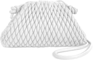 ELDA Quilted Clutch Handbag - Cloud Purse Fashion Ruched Leather Hobo Bag
