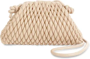 ELDA Quilted Clutch Handbag - Cloud Purse Fashion Ruched Leather Hobo Bag