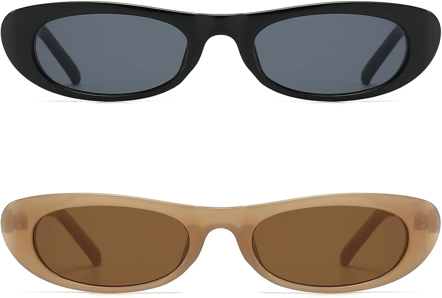 Elongated Narrow Cat Eye Sunglasses for Women 90s Retro Womens Oval Sunglasses Fashion Small Black Shades