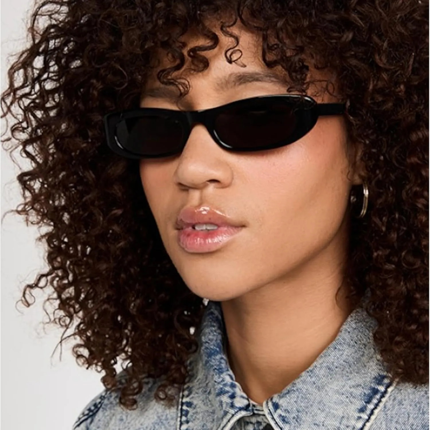 Elongated Narrow Cat Eye Sunglasses for Women 90s Retro Womens Oval Sunglasses Fashion Small Black Shades