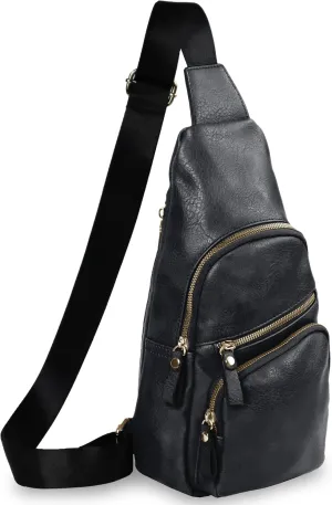 Emperia Small Sling Bag Fanny Packs Crossbody Bags Travel Backpack Chest Bag Gifts for Women Men Black