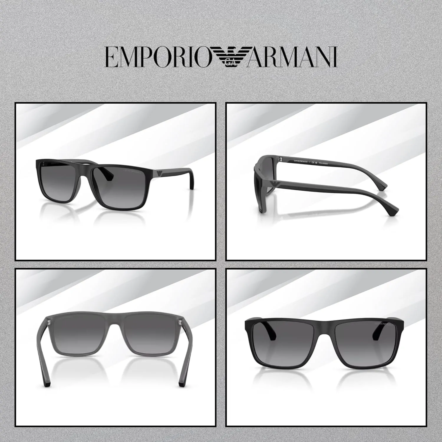 Emporio Armani EA4033 Square Sunglasses For Men   BUNDLE with Designer iWear Eyewear Kit