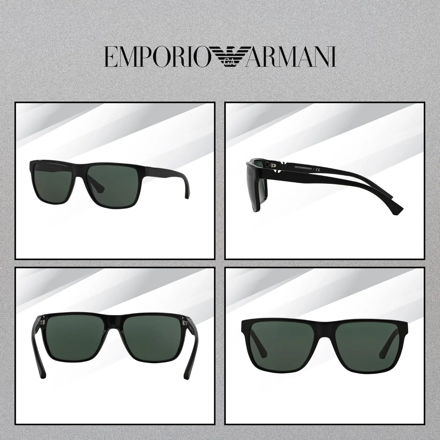 Emporio Armani EA4035 Square Sunglasses For Men   BUNDLE with Designer iWear Eyewear Care Kit