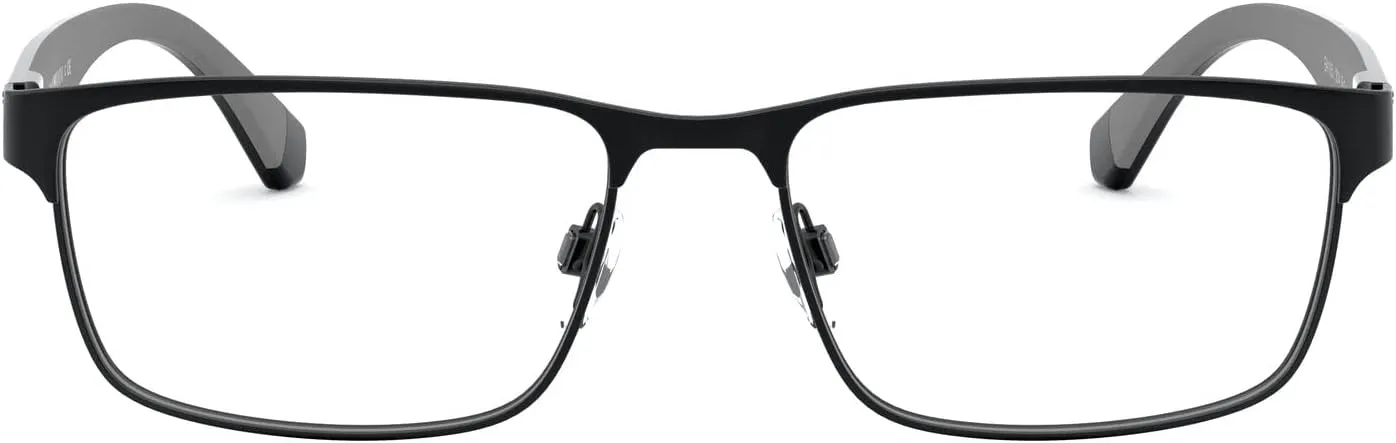 Emporio Armani Men's EA1105 Rectangular Sunglasses, Matte Black/Demo Lens, 56 mm