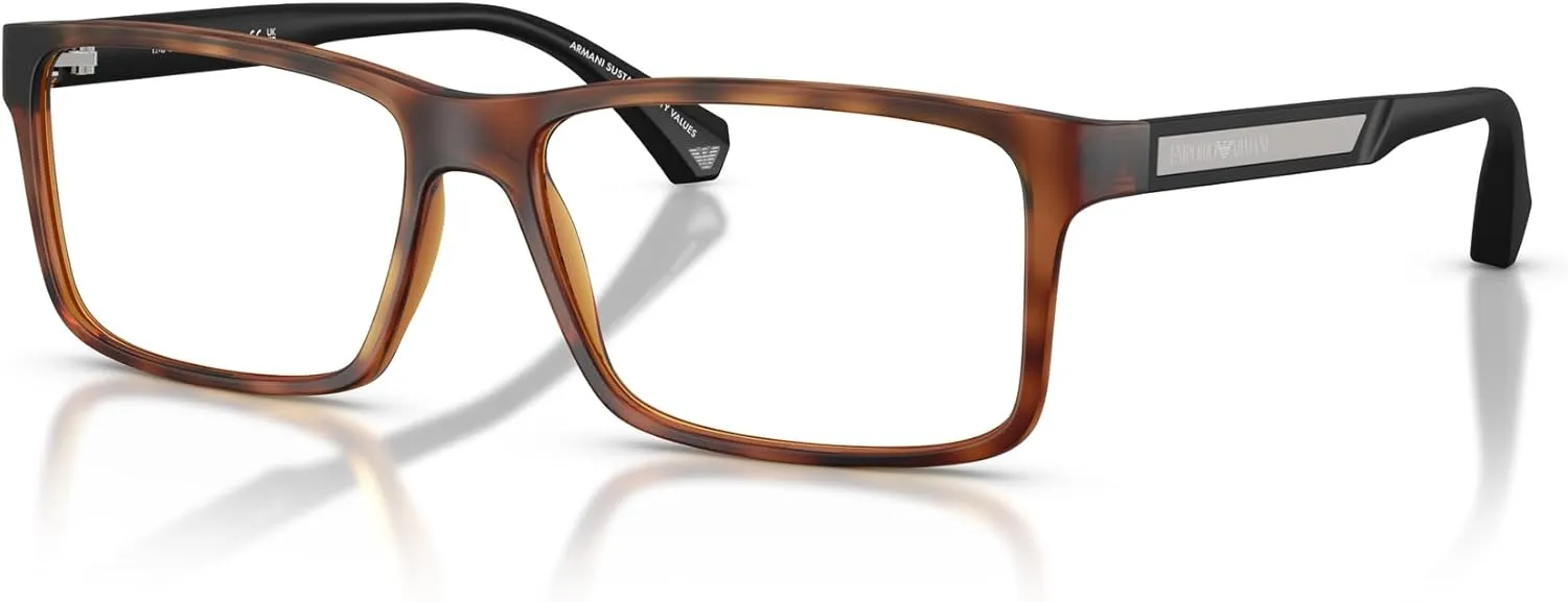 Emporio Armani Men's Ea3038 Rectangular Prescription Eyewear Frames