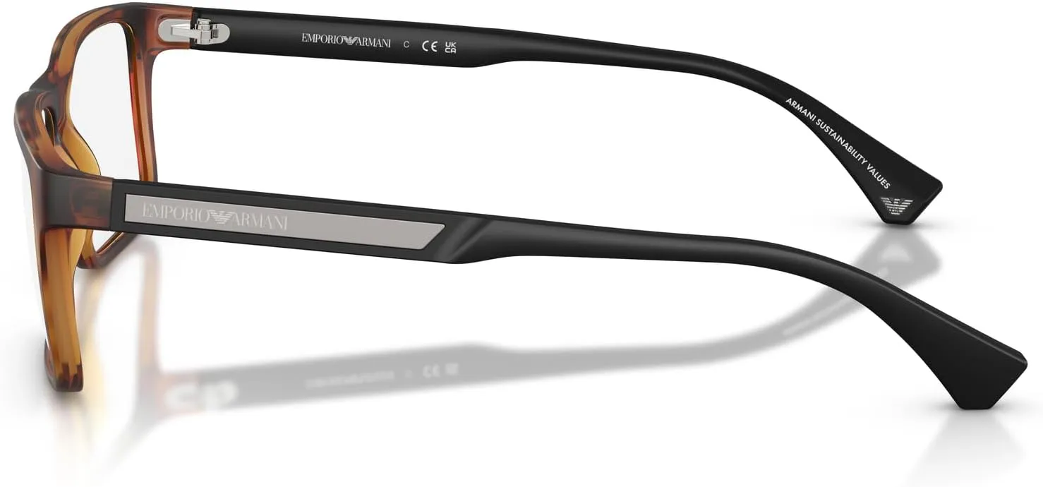 Emporio Armani Men's Ea3038 Rectangular Prescription Eyewear Frames