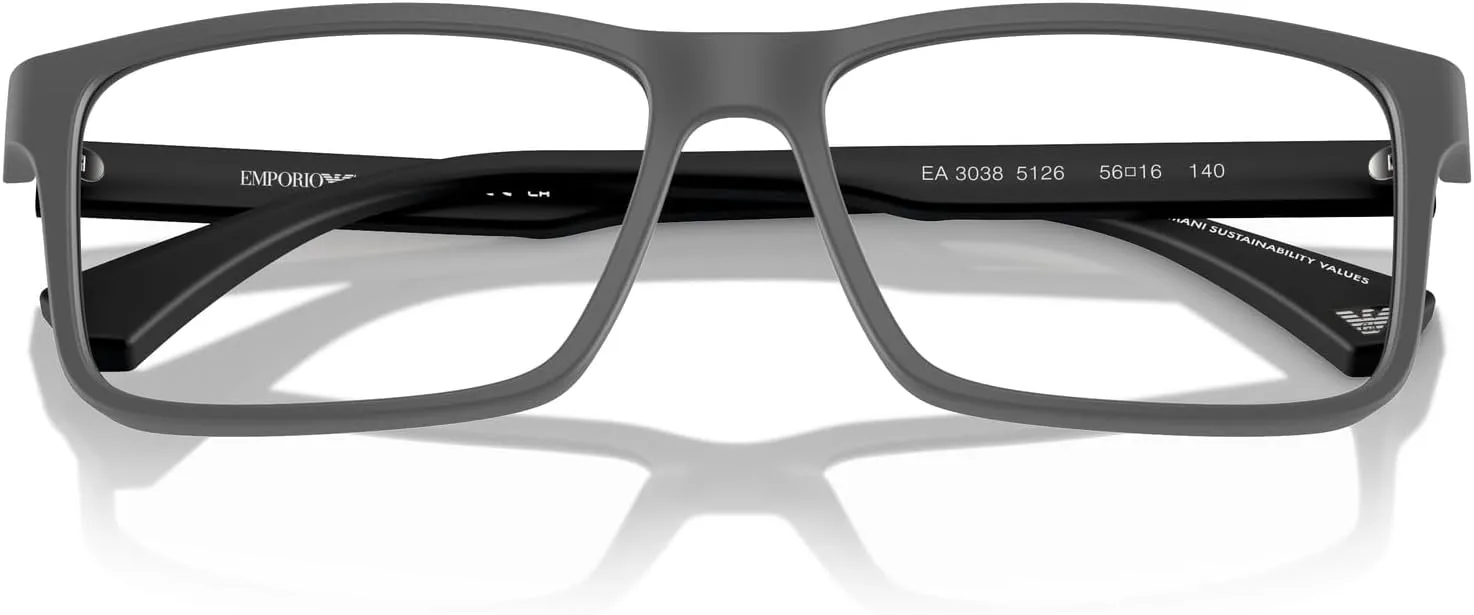 Emporio Armani Men's Ea3038 Rectangular Prescription Eyewear Frames