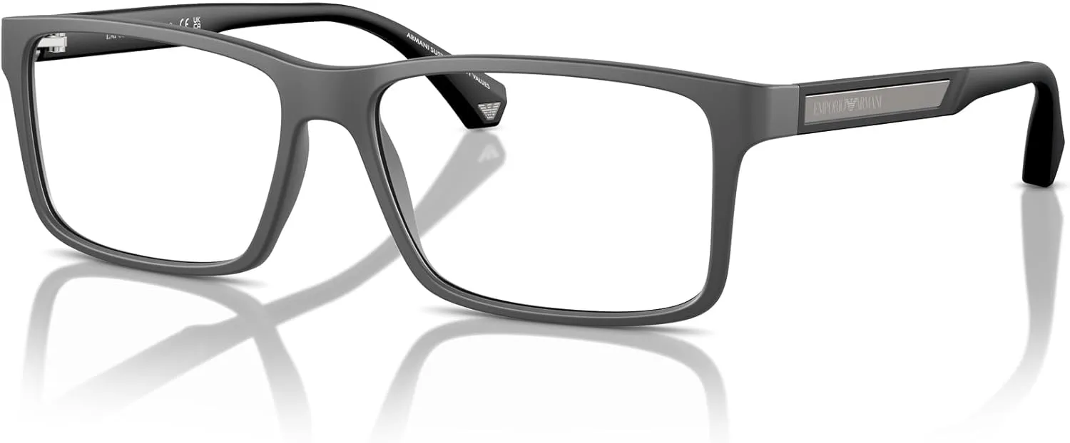 Emporio Armani Men's Ea3038 Rectangular Prescription Eyewear Frames