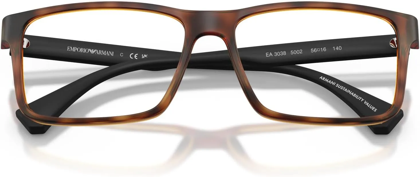 Emporio Armani Men's Ea3038 Rectangular Prescription Eyewear Frames