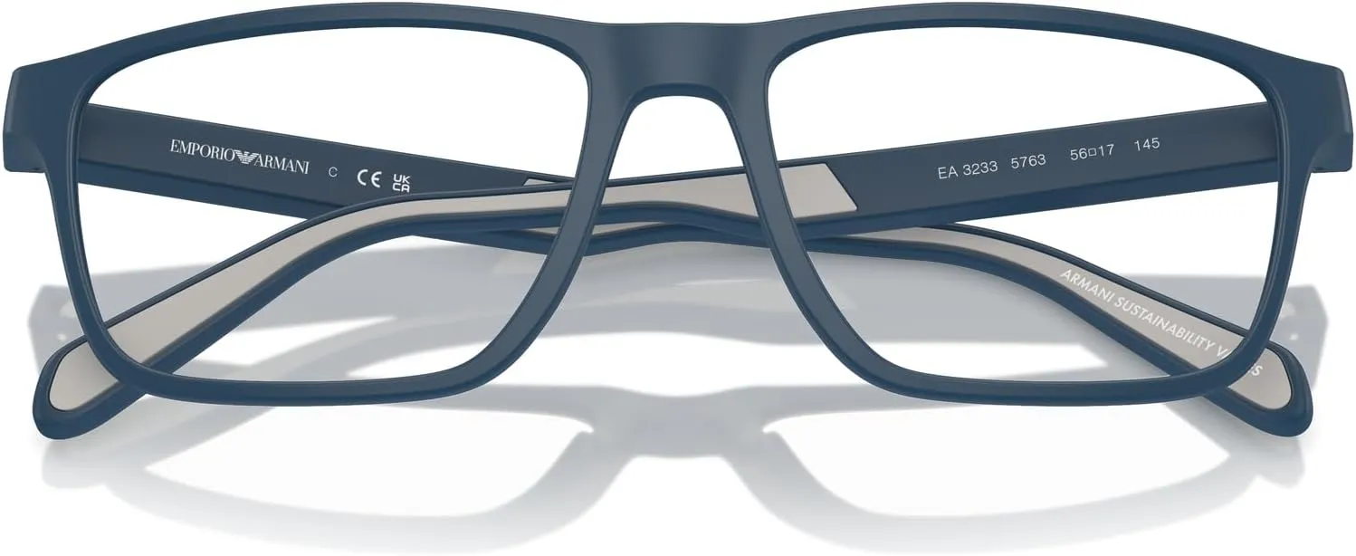 Emporio Armani Men's Ea3233 Rectangular Prescription Eyewear Frames